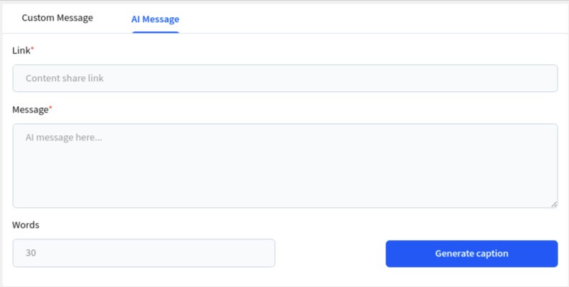 AI message generation interface screenshot SociShare Social Media Management
