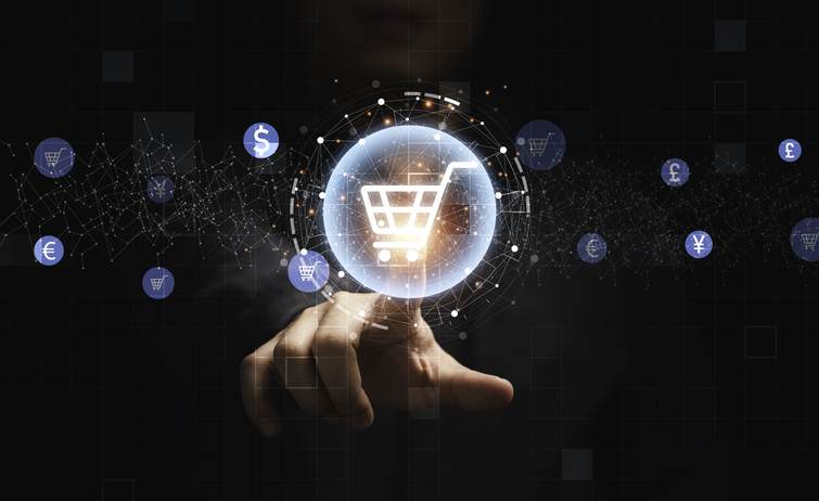 Futuristic online shopping concept visualization, SociShare, Social Media Management