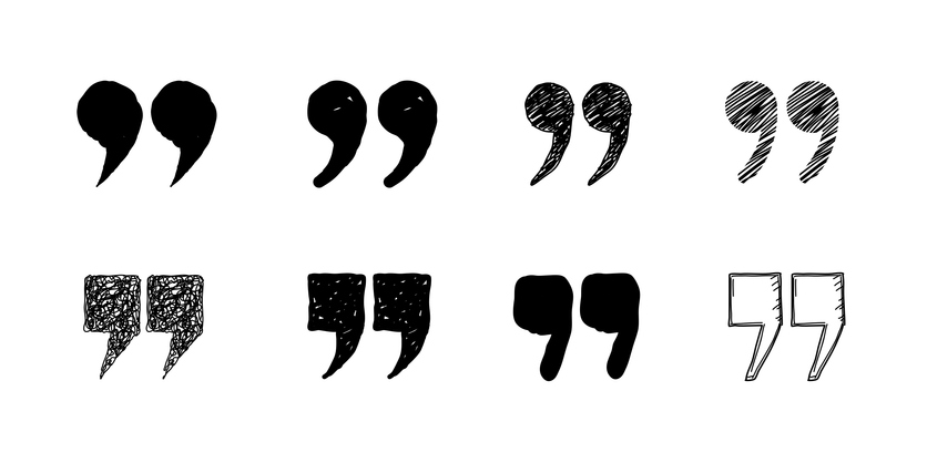 Various quotation mark designs illustration SociShare Social Media Management