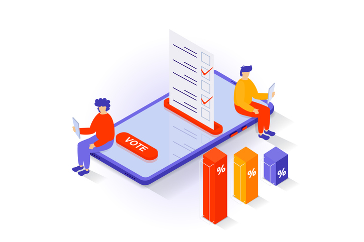 Online voting and data analysis illustration, SociShare, Social Media Management