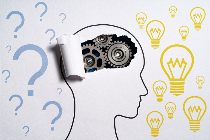 Mind with gears and lightbulb illustrations SociShare, Social Media Management