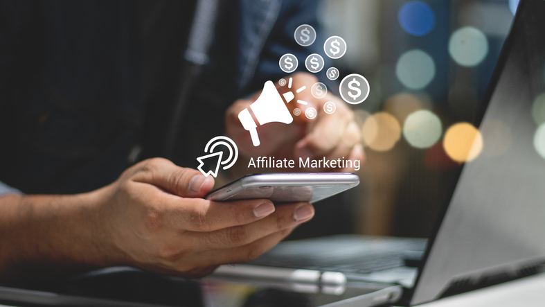 Affiliate marketing concept on smartphone, SociShare, Social Media Management