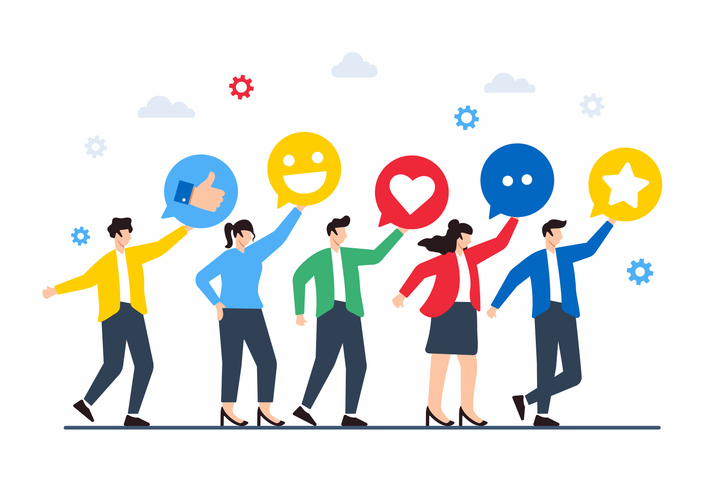 People holding social media icons, SociShare, Social Media Management