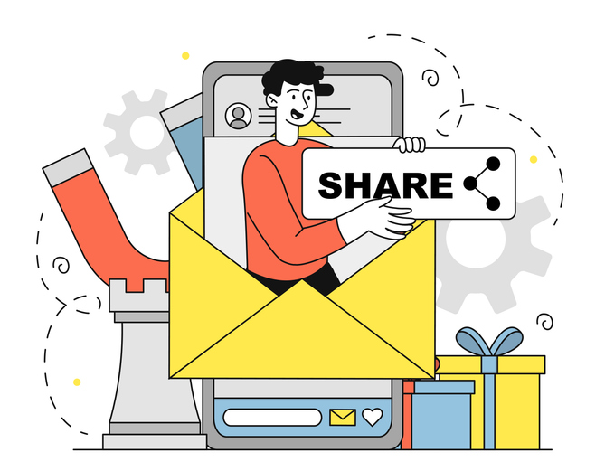 Illustration of social media sharing concept, SociShare, Social Media Management
