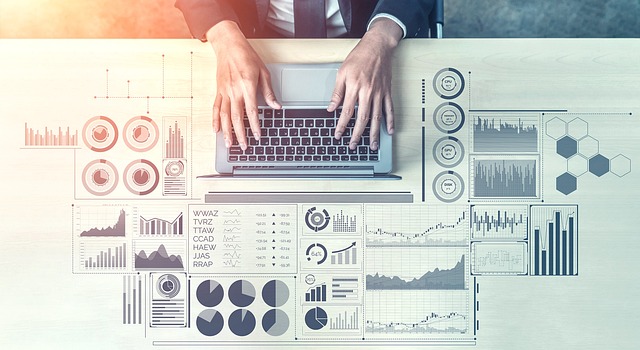 Person analyzing data charts on laptop, SociShare, Social Media Management
